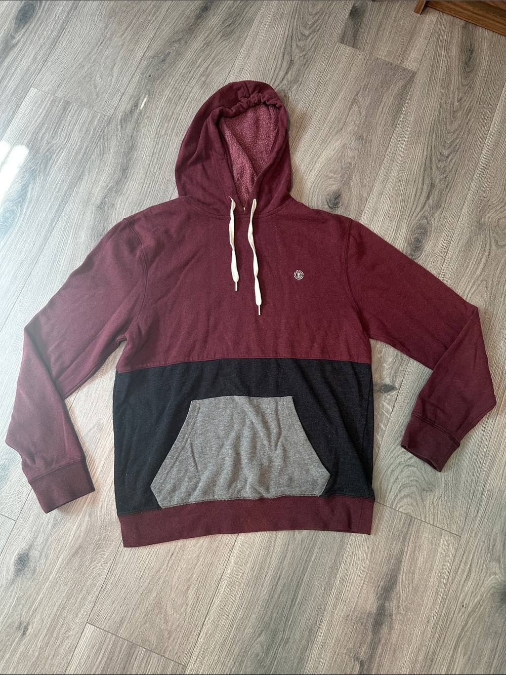 Element Men's Maroon, Black & Gray Colorblock Hooded Sweatshirt